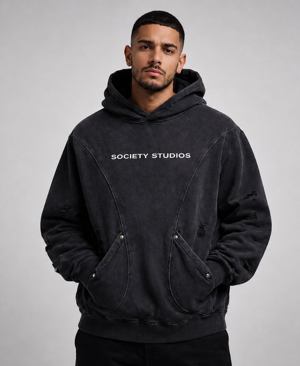 Distressed Pullover Hoodie - Image 2