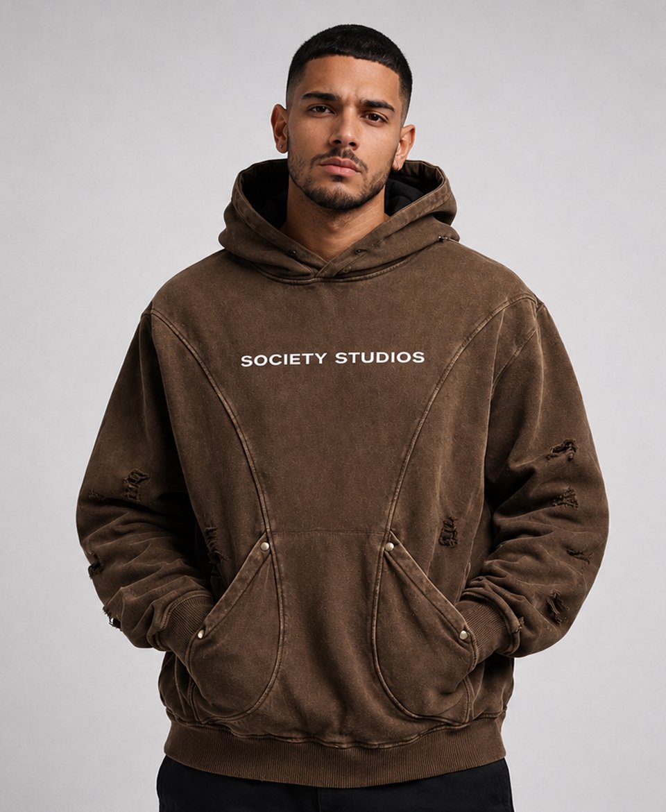 Distressed Pullover Hoodie